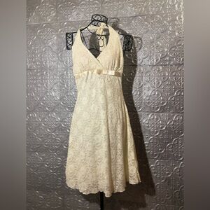 Love Tease Dress 90s white cream sparkly bow Halter party dress